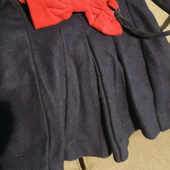 Rothchilds Toddler Girls. Red and Navy Pea Coat with Hat.  Size 3 Toddler. - Picture 10 of 16